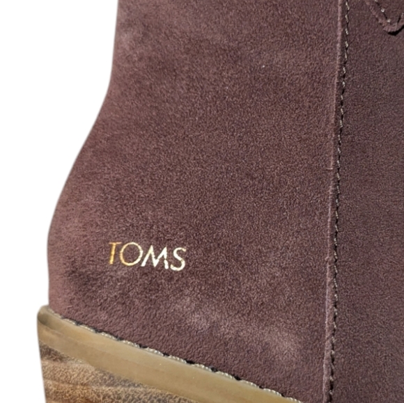 EUC Toms Constance Heeled Boot Chestnut Brown Suede size 8 Western Boho - Picture 8 of 8